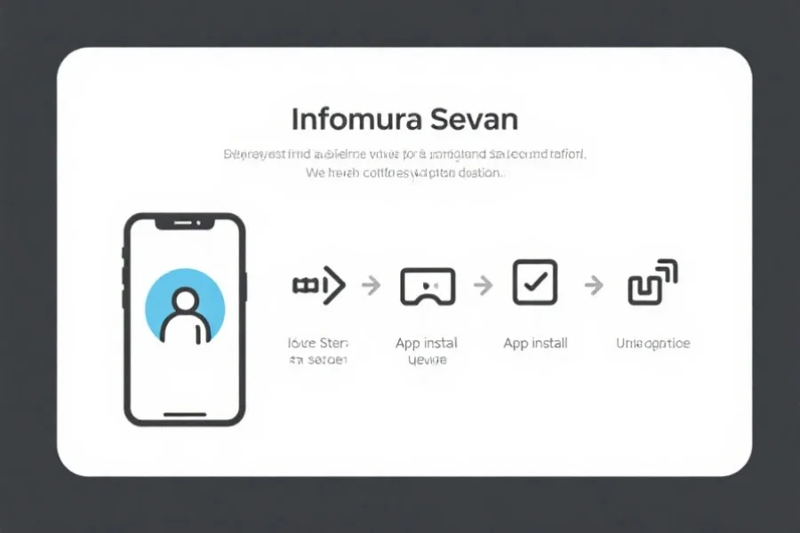 一张简洁的信息图，展示手机用户按步骤排查和解决App安装与更新问题，每一个步骤有简明图标