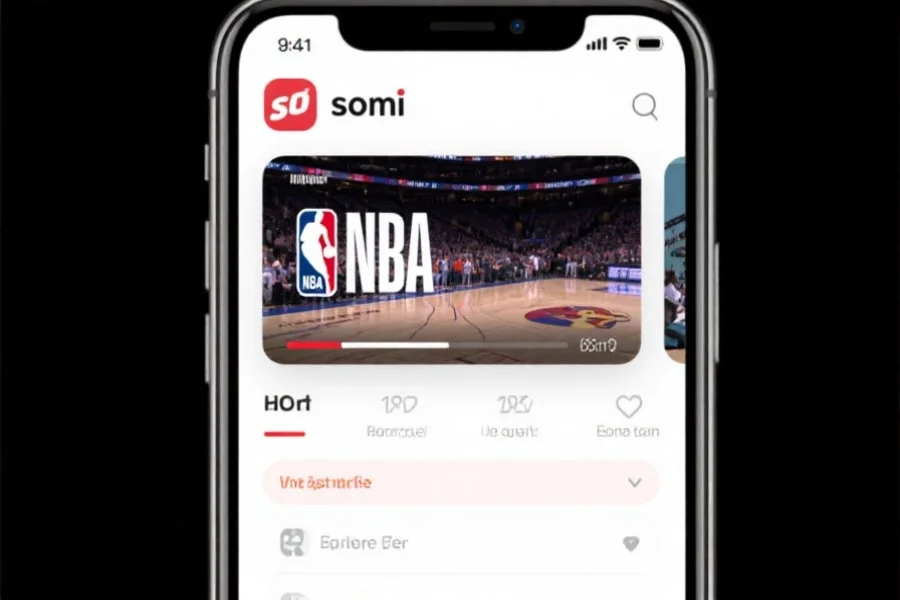 手机屏幕截图，显示so米体育App界面，正在播放NBA季后赛直播，画面清晰，界面简洁现代